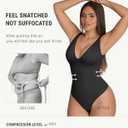 FeelinGirl Shapewear Bodysuits for Women Tummy Control Body Suits Deep V Neck Thong Body Shaper,Large