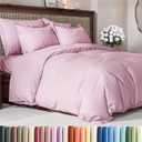 Duvet Cover Full Size Set - Extra Soft Full Duvet Cover 80" x 90" with 2 Pillow Shams - Hotel Luxury, Easy Care & Fade Free w/ Zipper Closures & Ties - All Season, Comfy and Breathable (Light Pink)