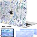 Compatible with 2021 2020 MacBook Air 13 inch Case M1 A2337 A2179 A1932 2018 2019 Release, Pattern Plastic Hard Shell Case & Keyboard Cover for Mac Air 13 Touch ID, Meadow Wildflower