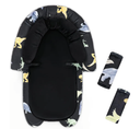 Infant Car Seat Insert & Strap Cover for Baby Boys, 2 in 1 Carseat Head Support Newborn, Ultra Soft Car Seat Cushion for Babies, Plush Fabric, Fit for Swing, Car Seat, Stroller, Bouncer, black
