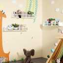 Fixwal Nursery Book Shelves, 23.6 Inch Floating Bookshelf for Wall, Set of 3, Nursery Decor, Solid Wood Wall Mounted Shelves for Books, Toys and Decor Storage (White)