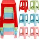 Wesiti 10 Pieces Stackable Classroom Stools 18 Inch Plastic Stools Step Stool Nesting Stools Colorful Plastic Seat Light Duty Large Plastic Stool for Students Classroom Home Office Shower Favors