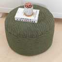 Pouf Ottoman Stuffed 20x20x12 Inches Floor Pouf Plush Fiber Ottoman Foot Rest Under Desk Foot Stool for Living Room Bedroom (Green)