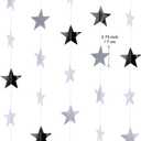 Patelai Glitter Star Garland Banner 2026 Graduation Decor 130 Feet Star Hanging Banner Twinkle Backdrop for Party Birthday Classroom Wedding Supplies(Silver)