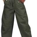 LOOKBOHO Women's Summer Cargo Pants 2026 High Waist Loose Barrel Parachute Drawstring Lightweight Hiking Raver Trousers, Large
