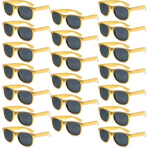3/6/12/20 Pack Metallic Gold Sunglasses Bulk for Women Men Retro 90s Cheap Glasses for Party Supplies (Gold)