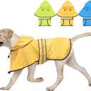 Weesiber Dog Raincoat, Adjustable Waterproof Dog Rain Jacket Poncho with Reflective Strip and Leash Hole, Lightweight Pet Rain Coat Large Dogs (L, Yellow)