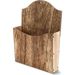 Juvale Rustic Wood Wall Mounted Magazine Rack and File Organizer with Menu Basket - Magazine Holder - Mail Organizer (12 in)