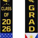 Cosweet 73" Dual Flag Graduation Stole - Class of 2026 Graduation Sash with Country & USA Flags, Grad Gift for Women Men