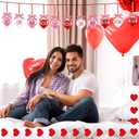 Jutom 12 Pcs Valentine's Day Heart Ornaments for Small Tree Heart Shaped Hanging Ornaments Baubles Painted Kiss Hug Pendant Valentines Hanging Decorations for Party (Red,White,Pink)