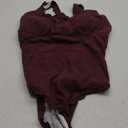 Charmo Womens Scalloped Ribbed One Piece Swimsuits Retro Square Neck Modest Bathing Suits (X-Large, Burgundy)