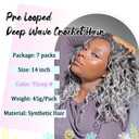 Gowit Pre Looped Deep Wave Crochet Hair 14 Inch 7 Packs Short Curly Ombre Grey Pre Twisted Ocean Wave Deep Twist Crochet Braids Synthetic Braiding Hair for Black Women
