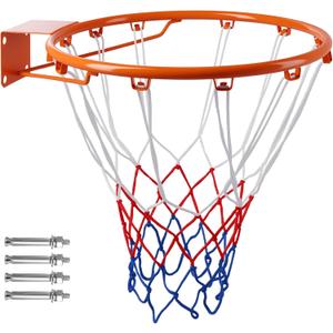 Basketball Rim, 18-inch Standard Basketball Hoop Replacement Rim Orange Steel Wall-Mounted Portable Suitable for Outdoor and Indoor Use