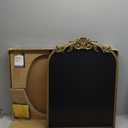 Vintage Magnetic Arch Chalkboard with Shelf - 18"x24" Decorative Wall Mounted Ornate Gold Framed Blackboard with Chalk, Clips & Cloth - Elegant Wedding Sign & Kitchen Menu Home Decor