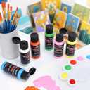 Acrylic Paint Set - 24 Colors 2 oz/59 ml Acrylic Paints for Professional Artists with 10 Brushes , Art Supplies for Painting Canvas Rock Wood Ceramic Glass Art Craft Painting, Rich Pigments Lasting Quality for Beginners