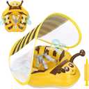 Free Swimming Baby Inflatable Baby Swim Float with Sun Canopy Size Improved Infant Pool Floaties Swimming Pool Toys for The Age of 3-36 Months