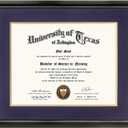 GraduationMall 11x14 Diploma Frame with Purple over Gold Mat or Display 15x18 Certificate without Mat,Solid Wood & Tempered Glass,Glossy Black Finish with Gold Trim