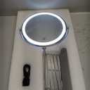 Rechargeable Wall Mounted Makeup Mirror - 8 Inch Double Sided 1X/10X Magnifying Mirror with 3 Color Lights Dimmable Touch Screen, 360Swivel 19.6 Inch Extendable Accordion Bathroom Mirror - Chrome
