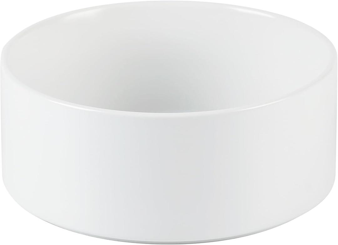 Non-Slip Ceramic Dog Food Bowl - Protects Large Dog's Cervical Spine (8in Single Bowl, White)