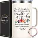 Lifecapido Daughter in Law Mothers Day Gifts, 20oz Insulated Coffee Mug with Bracelet, Birthday Christmas Mothers Day Gifts for Daughter in Law, Creamy