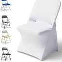 100 PCS Spandex Folding Chair Covers, Stretch Dining Chair Cover Universal Fit Slipcovers for Wedding, Party, Banquet, Event, Celebration Flat-Front Chairs (White)