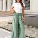 TARSE Women Linen Wide Leg Pants Casual Loose Drawstring Summer Beach Travel Vacation Palazzo Pants with Pockets, Size L