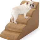 Gardner Pet Dog Stairs for Small Dogs 22.8" H, 5-Step Brown Curved Pet Stairs, Dog Steps for High Bed, Couch (24-30 in) with Durable Non-Slip Waterproof Fabric Cover and CertiPUR-US Certified Foam