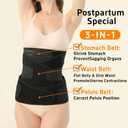 3 in 1 Postpartum Belly Band Post Partum Waist Trainer for Women Abdominal Binder Surgery C Section Recovery Must (Black, XXL)