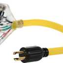 ACKING 30 Amp NEMA L14-30/Four 5-20R Generator Locking Cord, 4-Prong 10 Gauge Cord to Household Cable,Generator Adapter, 125/250V 30 Amp 7500 Watts UL Listed, 1.5FT