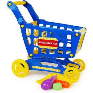 Boley Educational Toy Shopping Cart - Supermarket Playset with Included Grocery Cart Toy and Pretend Food Accessories - Perfect for Kids, Children, Toddlers Learning Development (Blue)