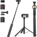 64in Pocket 3 Selfie Stick Tripod for GoPro Camera, Extendable Stand with Quick Release 1/4'' Screw Vlog for DJI Osmo Pocket 3 Action 5 Pro 4 3 for Insta360 X4 X3 X2 for AKASO DSLR Accessories