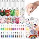 Tandefio 16 Pcs DIY Coin Piggy Bank Metal Money Piggy Bank Saving Box Operation with 24 Acrylic Paint Markers Craft for Creative Gift Boys Girls Birthday Party Supplies (White)