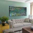 Claude Monet Large Canvas Wall Art Framed Water Lilies Vintage Classic Painting Wall Decor Green Garden Famous Artwork Print for Bedroom Living Room Office Decoration 20" x 40"