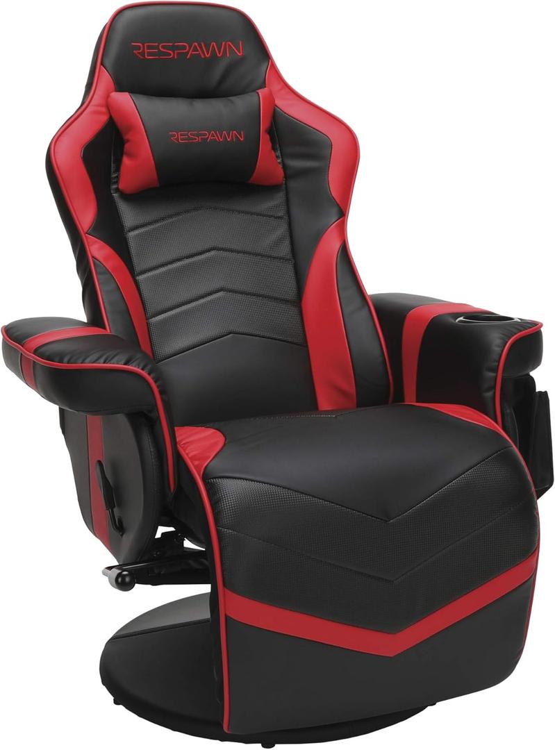 Respawn 900 Console Gaming Recliner with Footrest and Lumbar Support - Comfortable Ergonomic Gaming Chair with Headrest, No Wheels, Reclining, Heavy Duty, Racing Style Video Game Chairs - Red