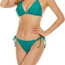 LIZENS Bikini Set for Women Tie Side Triangle String Sexy Swimsuit Womens Black Bikini Bathing Suit Tow Piece Bikinis Sets (Green, L)