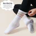Grip Pilates Crew Socks for Women, Non Slip Yoga Socks with Grips for Barre Hospital Grippy Sticky Sock