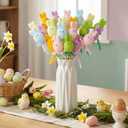 FineCheer 24 Pcs Easter Bunny Picks Faux Foam Easter Egg Picks Decorative Mini Pastel Egg Stems 7" Tall for Spring Basket Bouquets Floral Arrangement Centerpiece Wreath Party Decorations