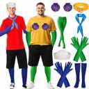 Couples Halloween Costume for Adult, 8PCS Funny Couples Costume Accessories with Seashell Bra Hat Gloves and Belts for Men Women Green