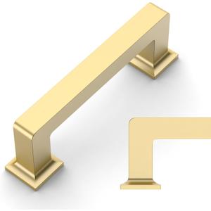Amerdeco 10 Pack Brushed Gold Cabinet Pulls 3 Inch(76MM) Hole Centers Kitchen Cabinet Handles Cabinet Hardware Kitchen Handles for Cabinets Cupboard Handles Drawer Pulls ZH0019