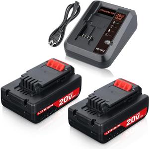 Replacement for Porter Cable 20V Battery and Charger Combo 2-Pack 3.0Ah PCC680L Batteries+PCC692L Charger Compatible with Porter-Cable 20V Lithium-Ion Tools Battery PCC685L PCC680L PCC681L PCC682L PCC Replacement for Porter Cable 20V Battery and Charger Combo 2-Pack 3.0Ah PCC680L Batteries+PCC692L Charger Compatible with Porter-Cable 20V Lithium-Ion Tools Battery PCC685L PCC680L PCC681L PCC682L PCC