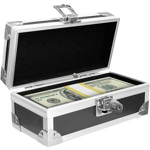 Lockable Cash Box with Key, Aluminium Alloy Money Storage Box & Single-Row Currency Tray, Cash Organizer for Home and Collectors