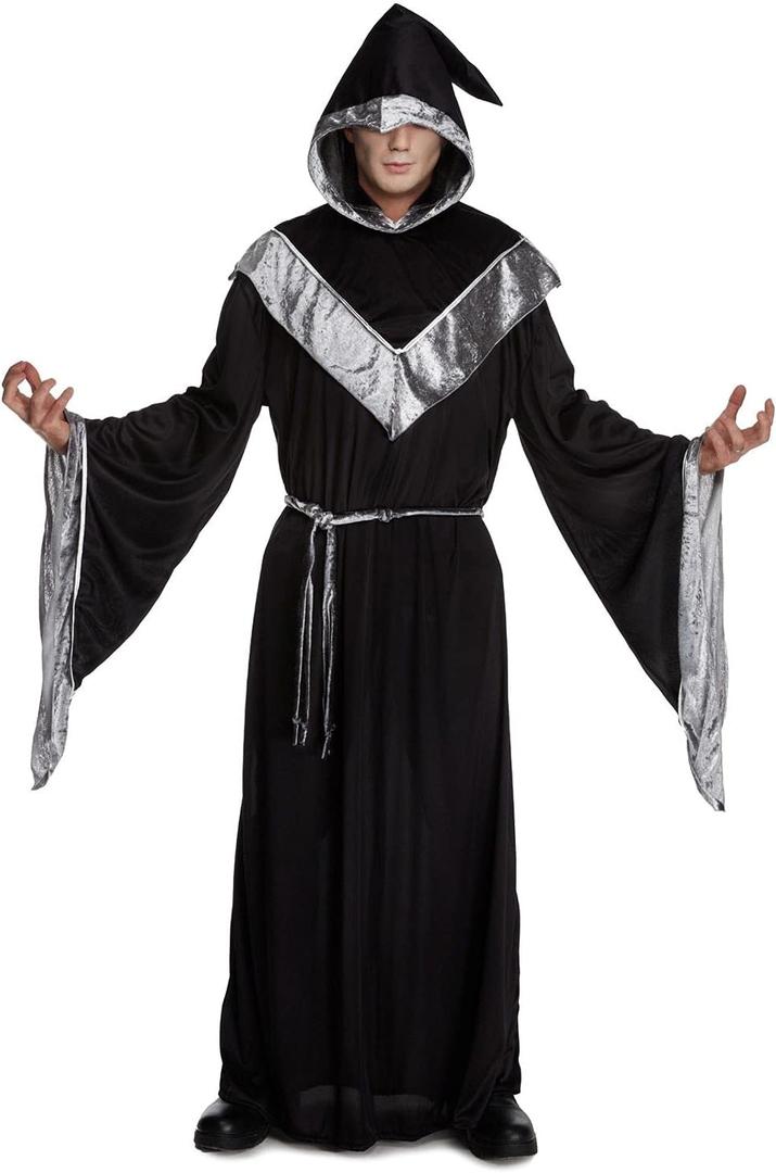 Morph Wizard Costume Men, Men's Wizard Cloak Costume, Adult Warlock Robe and Sorcerer Outfit, Halloween Dress-Up (Large)