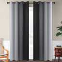 SimpleHome Ombre Room Darkening Curtains for Bedroom, Gradient Black to Grey White Light Blocking Thermal Insulated Grommet Window Curtain/Drapes for Living Room,2 Panels, 52x84 inches Length