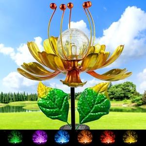 Solar Wind Spinner, 38 Inch Metal Stake Yard Spinners,Solar Powered Multi-Color LED Glass Ball with Kinetic Wind Sculpture Spinner Windmills for Yard Solar Wind Spinner, 38 Inch Metal Stake Yard Spinners,Solar Powered Multi-Color LED Glass Ball with Kinetic Wind Sculpture Spinner Windmills for Yard