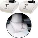 Car Headrest Neck Pillow Support Memory Foam Ergonomic Design Accessory for Driving Seat Fatigue Relief Compatible with Tesla Model S X 3 Y & Cybertruck - 2 Pieces