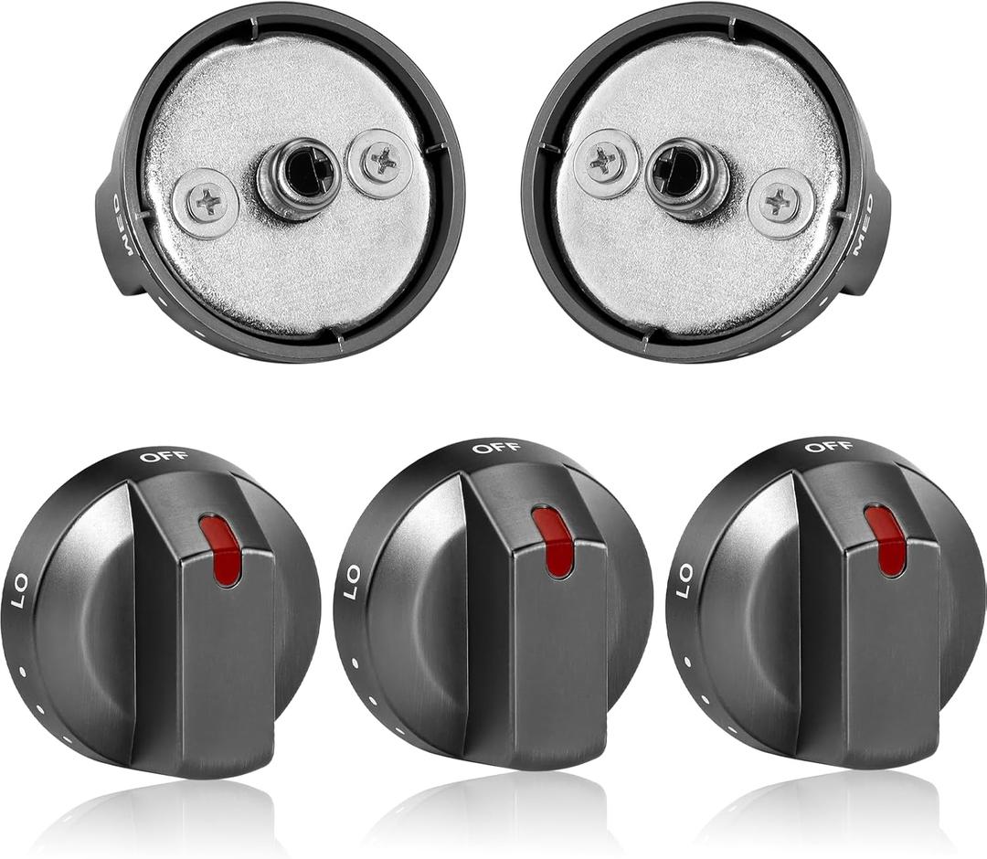 DG64-00473B Compatible for Samsung Oven Knobs Replacements NX58M6850SG NX58H5600SS NX58H5650WS NX58J7750SS Samsung Stove Replacement Parts(5packs) (black+silver)
