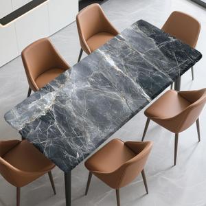 Rectangle Fitted Tablecloth with Elastic Edge for 6 Foot Tables | Polyester Waterproof Table Cover Stain-Resistant Wipeable Table Cloth for Dining, Camping, Outdoor Lndoor 72" x 30"