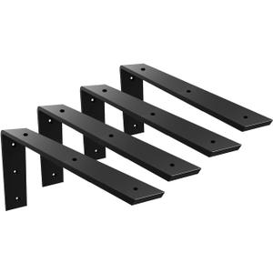 Countertop Support Bracket 4 Pack 10 inch Heavy Duty 3/8" Thick Black Granite Countertop Bracket 10"x6"x2.5" Shelf L Bracket Mantel Corbels for Quartz/Granite/Wood/Concret/Laminate Countertops