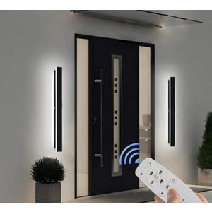 2pcs Modern Long Outdoor Wall Light 39.4in Black Exterior Wall Lighting IP65 Waterproof Garage Outdoor Wall Sconce 3000K-6000K Dimmable LED Lights Linear Wall Light For House Porch Patio