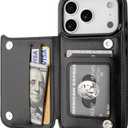 ONETOP Compatible with iPhone 17 Pro Wallet Case with Card Holder, PU Leather Kickstand Card Slots Case, Double Magnetic Clasp and Durable Shockproof Cover 6.3 Inch (Black)